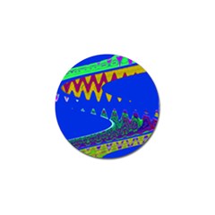 Colorful Wave Blue Abstract Golf Ball Marker (4 Pack) by BrightVibesDesign