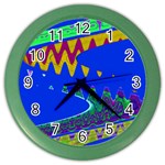 Colorful Wave Blue Abstract Color Wall Clocks Front