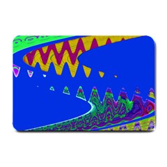 Colorful Wave Blue Abstract Small Doormat  by BrightVibesDesign