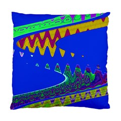 Colorful Wave Blue Abstract Standard Cushion Case (one Side) by BrightVibesDesign