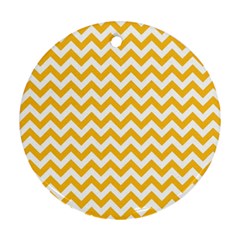 Sunny Yellow & White Zigzag Pattern Ornament (round)