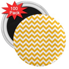 Sunny Yellow & White Zigzag Pattern 3  Magnet (100 Pack)