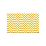 Sunny Yellow & White Zigzag Pattern Magnet (Name Card) Front