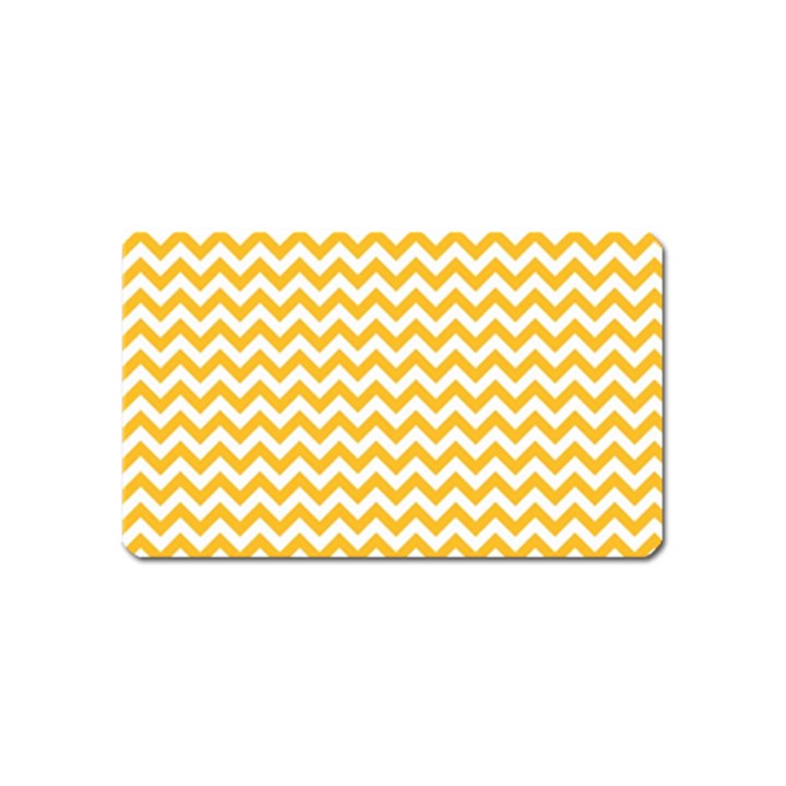 Sunny Yellow & White Zigzag Pattern Magnet (Name Card)