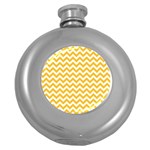 Sunny Yellow & White Zigzag Pattern Hip Flask (5 oz) Front