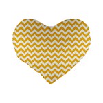 Sunny Yellow & White Zigzag Pattern Standard 16  Premium Flano Heart Shape Cushion  Back