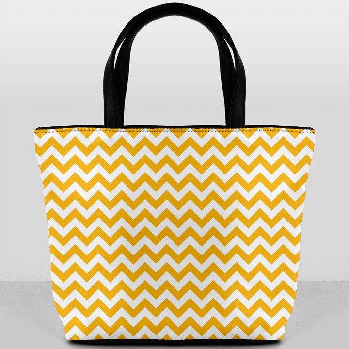 Sunny Yellow & White Zigzag Pattern Bucket Bag