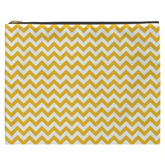 Sunny Yellow & White Zigzag Pattern Cosmetic Bag (xxxl)