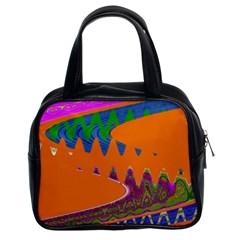 Colorful Wave Orange Abstract Classic Handbags (2 Sides) by BrightVibesDesign