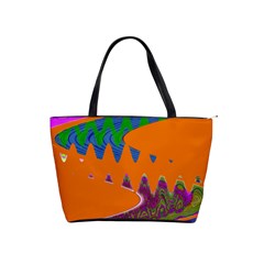 Colorful Wave Orange Abstract Shoulder Handbags by BrightVibesDesign