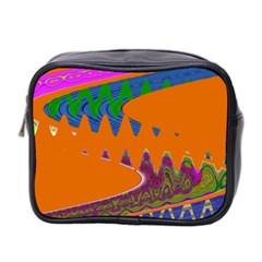 Colorful Wave Orange Abstract Mini Toiletries Bag 2-side by BrightVibesDesign