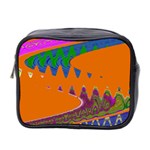 Colorful Wave Orange Abstract Mini Toiletries Bag 2-Side Front