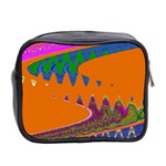 Colorful Wave Orange Abstract Mini Toiletries Bag 2-Side Back