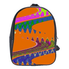 Colorful Wave Orange Abstract School Bags (xl)  by BrightVibesDesign