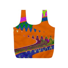 Colorful Wave Orange Abstract Full Print Recycle Bags (s) 