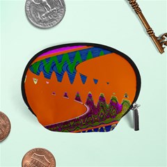 Colorful Wave Orange Abstract Accessory Pouches (small)  by BrightVibesDesign