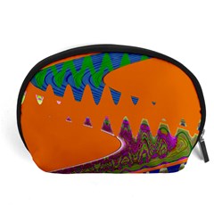 Colorful Wave Orange Abstract Accessory Pouches (large)  by BrightVibesDesign