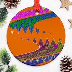 Colorful Wave Orange Abstract Ornament (round)  by BrightVibesDesign