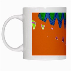 Colorful Wave Orange Abstract White Mugs by BrightVibesDesign