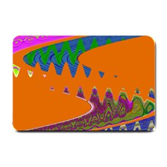 Colorful Wave Orange Abstract Small Doormat  by BrightVibesDesign