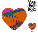 Colorful Wave Orange Abstract Multi-purpose Cards (Heart)  Front 1