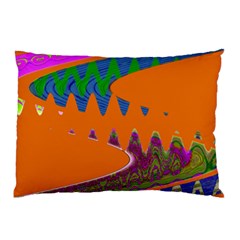 Colorful Wave Orange Abstract Pillow Case by BrightVibesDesign