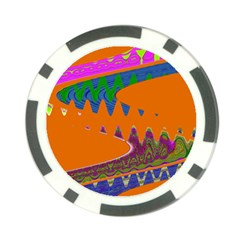 Colorful Wave Orange Abstract Poker Chip Card Guards (10 Pack)  by BrightVibesDesign