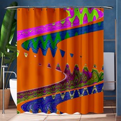 Colorful Wave Orange Abstract Shower Curtain 60  X 72  (medium) 