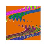 Colorful Wave Orange Abstract Small Satin Scarf (Square)  Front