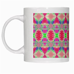 Pretty Pink Shapes Pattern White Mugs by BrightVibesDesign