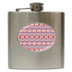 Pretty Pink Shapes Pattern Hip Flask (6 Oz) by BrightVibesDesign