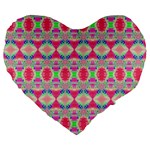 Pretty Pink Shapes Pattern Large 19  Premium Heart Shape Cushions Front