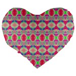 Pretty Pink Shapes Pattern Large 19  Premium Heart Shape Cushions Back