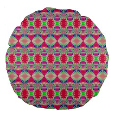 Pretty Pink Shapes Pattern Large 18  Premium Flano Round Cushions