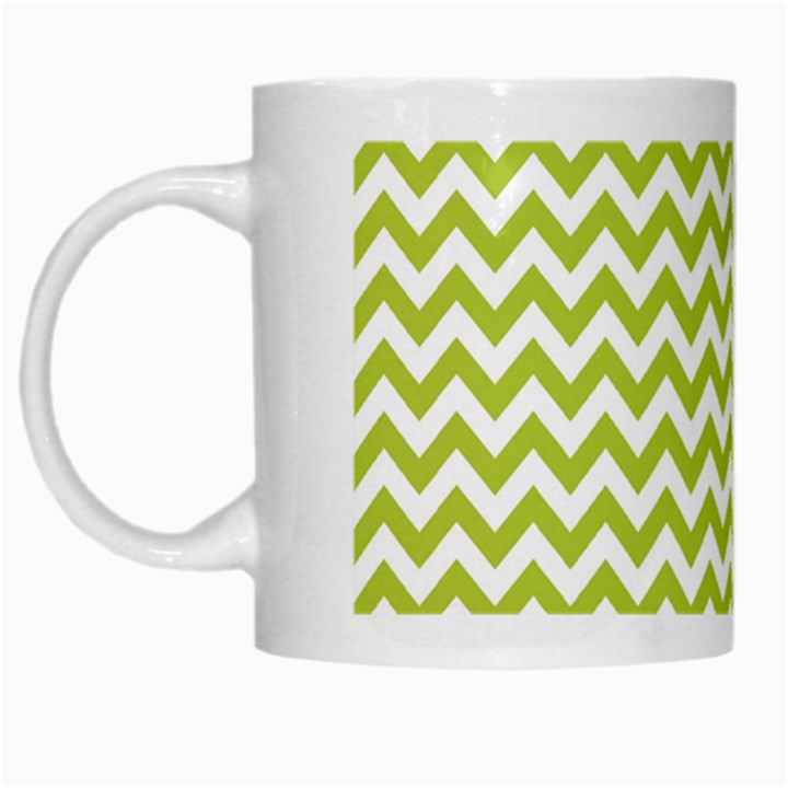 Spring Green & White Zigzag Pattern One Piece Boyleg Swimsuit White Mug