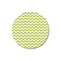 Spring Green & White Zigzag Pattern One Piece Boyleg Swimsuit Magnet 3  (round) by Zandiepants