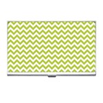 Spring Green & White Zigzag Pattern One Piece Boyleg Swimsuit Business Card Holder Front