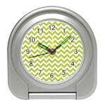 Spring Green & White Zigzag Pattern One Piece Boyleg Swimsuit Travel Alarm Clock Front