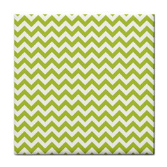 Spring Green & White Zigzag Pattern Face Towel by Zandiepants