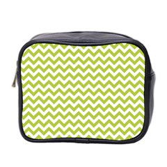 Spring Green & White Zigzag Pattern Mini Toiletries Bag (two Sides)