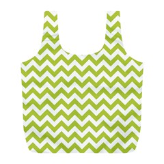 Spring Green & White Zigzag Pattern Full Print Recycle Bag (l)