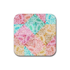 A Rose Is A Rose Rubber Coaster (square)  by hennigdesign