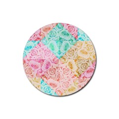 A Rose Is A Rose Rubber Coaster (round)  by hennigdesign