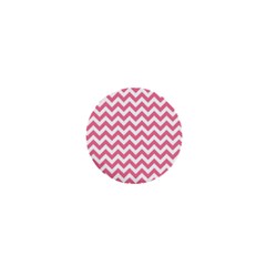 Soft Pink & White Zigzag Pattern 1  Mini Button by Zandiepants