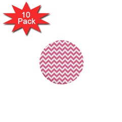 Soft Pink & White Zigzag Pattern 1  Mini Button (10 Pack)  by Zandiepants