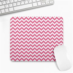 Soft Pink & White Zigzag Pattern Large Mousepad by Zandiepants