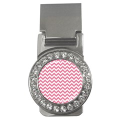 Soft Pink & White Zigzag Pattern Money Clip (cz) by Zandiepants