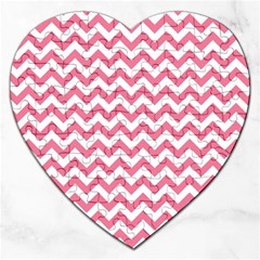 Soft Pink & White Zigzag Pattern Jigsaw Puzzle (heart) by Zandiepants