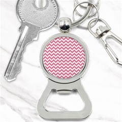 Soft Pink & White Zigzag Pattern Bottle Opener Key Chain by Zandiepants