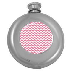 Soft Pink & White Zigzag Pattern Hip Flask (5 Oz) by Zandiepants